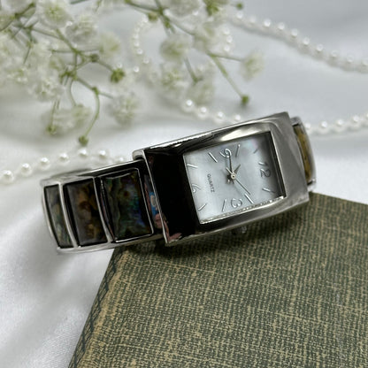 Silver Abalone Cuff Watch