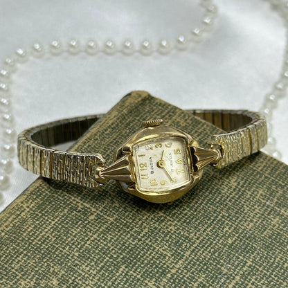 1959 10k RGP Wind-Up Bulova Cocktail Watch with Detailed Band