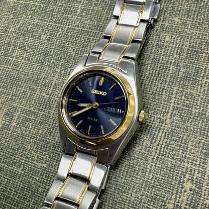 Two-Tone Blue Dial Solar Seiko Watch