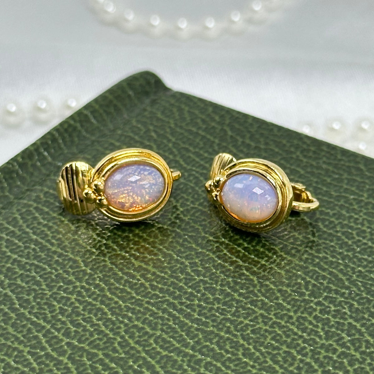 1989 Avon Opal Clip On Earrings