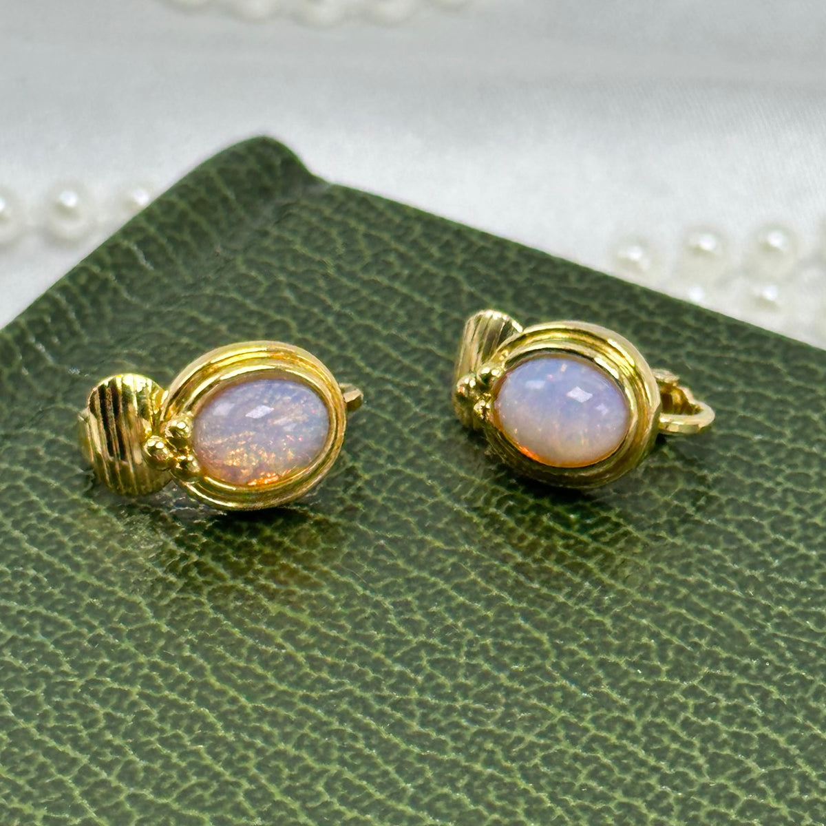 1989 Avon Opal Clip On Earrings
