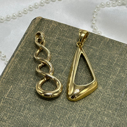 Vintage Gold Pendants Bundle - Triangle and Spiral