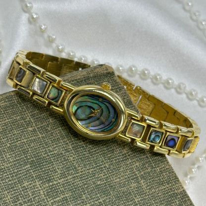 Oval Dial Gold Abalone Watch