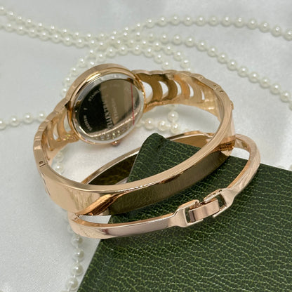 Rose Gold Ellen Tracy Watch & Bracelet Cuff Set