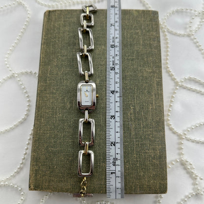 Two-Tone Rectangular Chain Watch