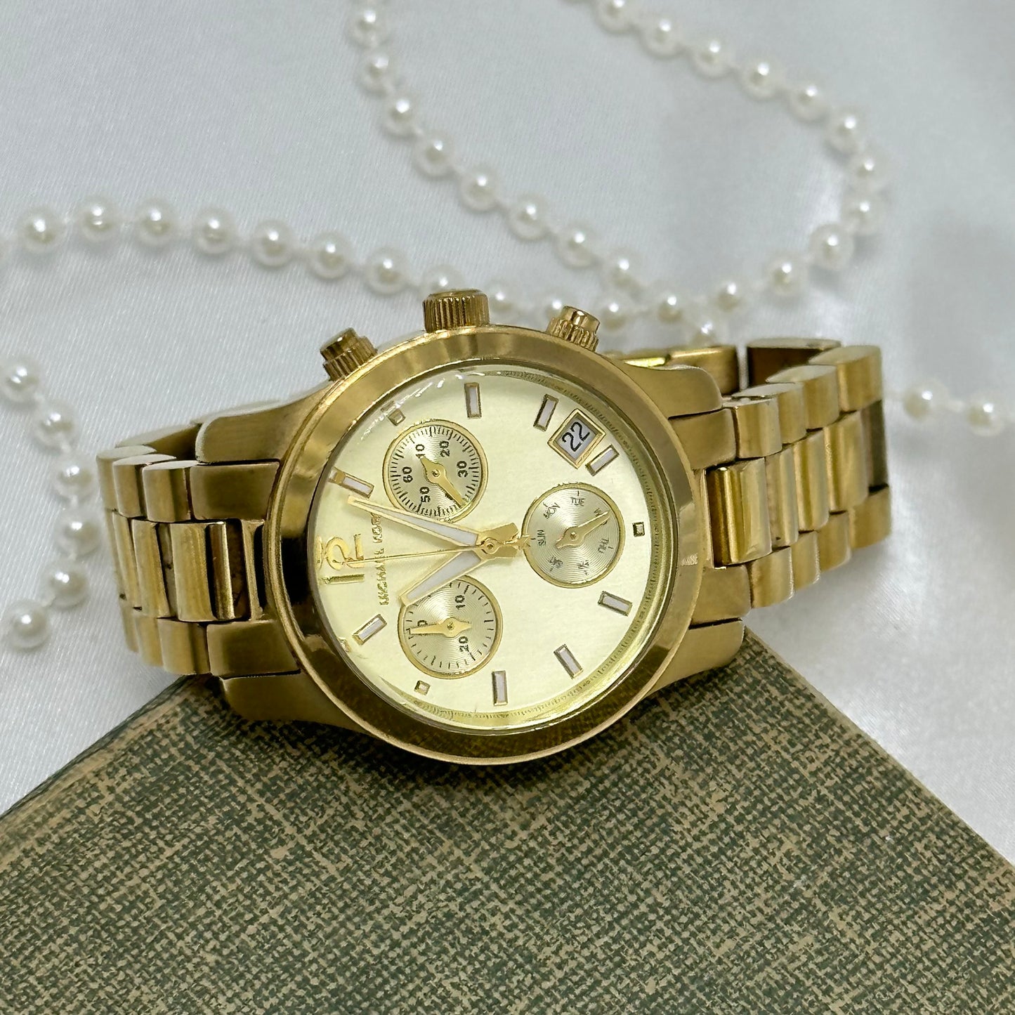 Gold Michael Kors Runway Watch with Date Display