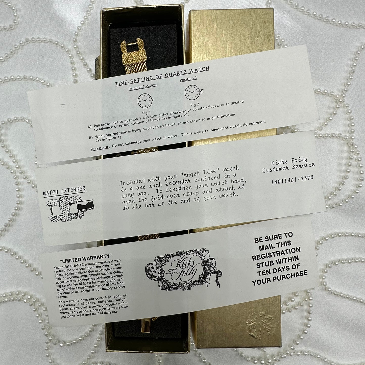 Rare Vintage Kirk's Folly "Angel Time" Gold Charm Watch