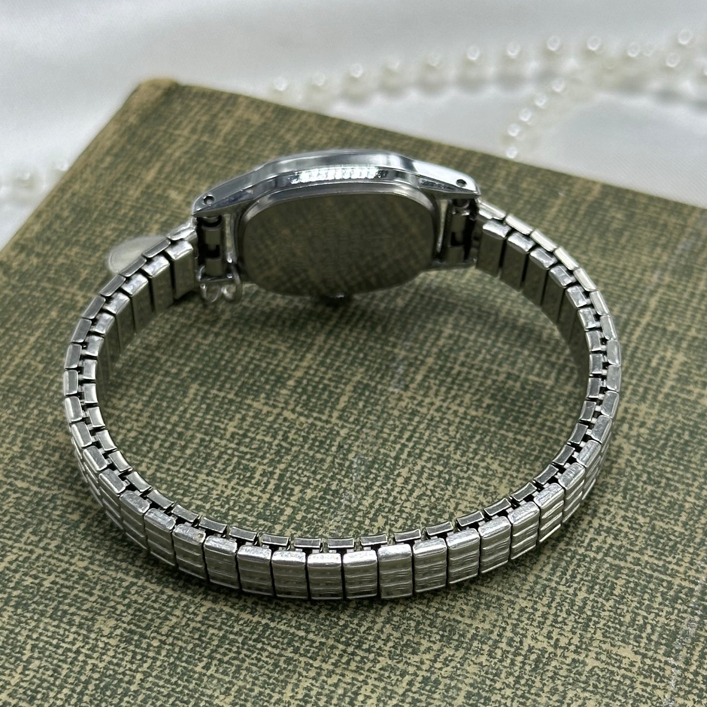 Silver Timex Watch with Abalone Charm