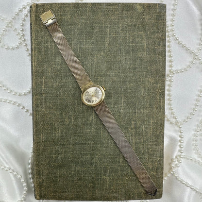 Vintage Gold Wind-Up Timex Watch with Mesh Band