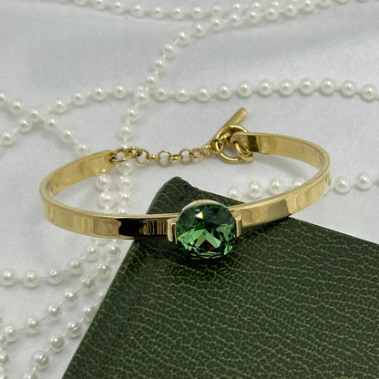 Gold Bangel with Green Stone