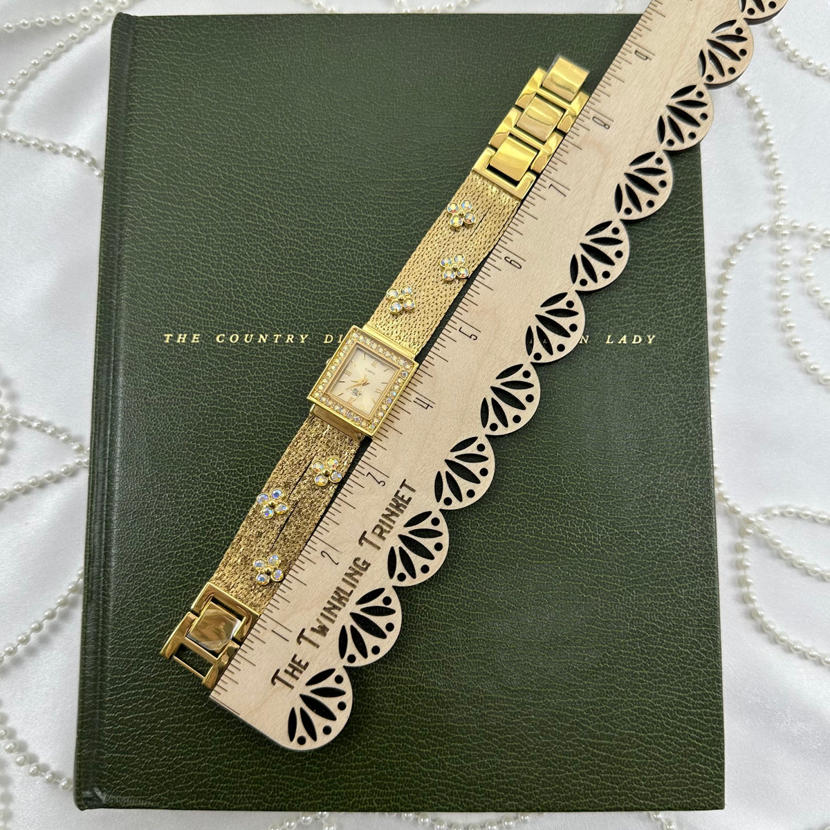 AB Flower Stone Rare Gold Vintage Kirks Folly Watch