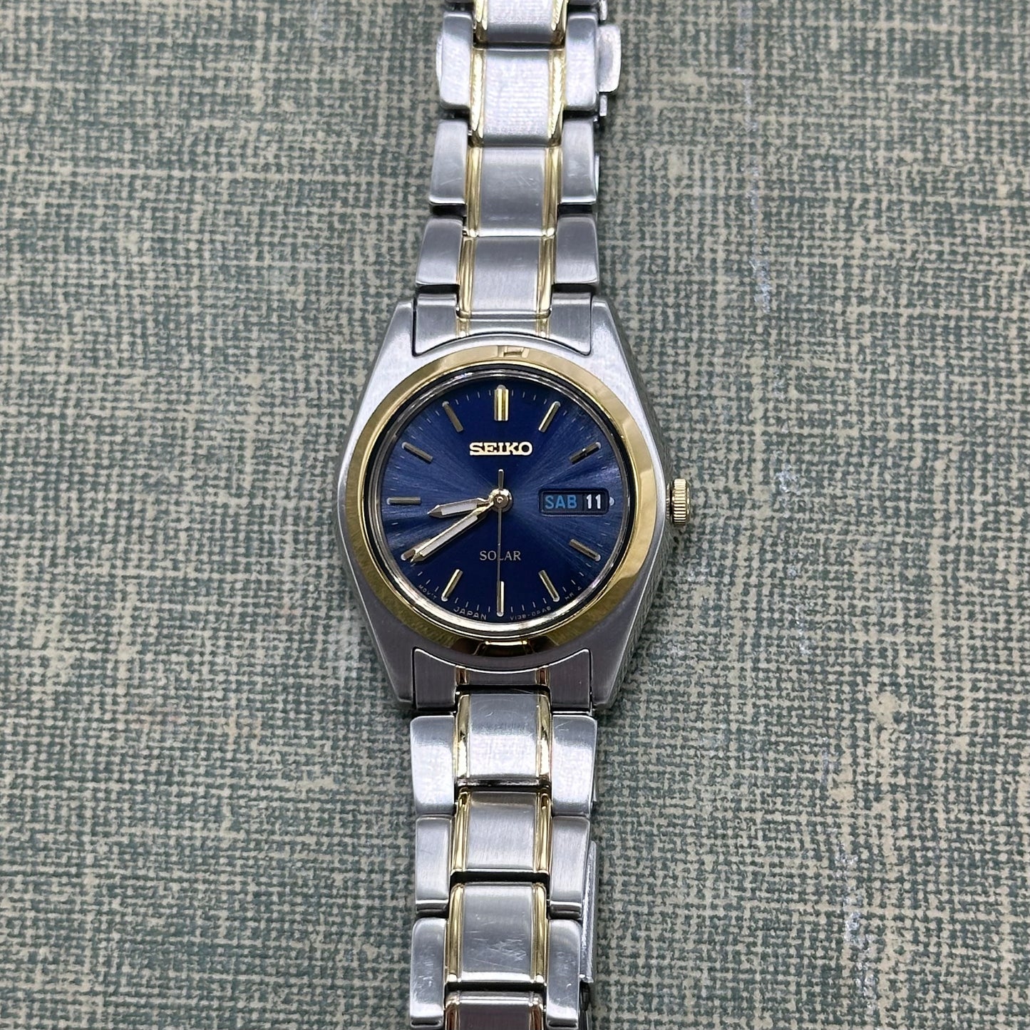 Two-Tone Blue Dial Solar Seiko Watch