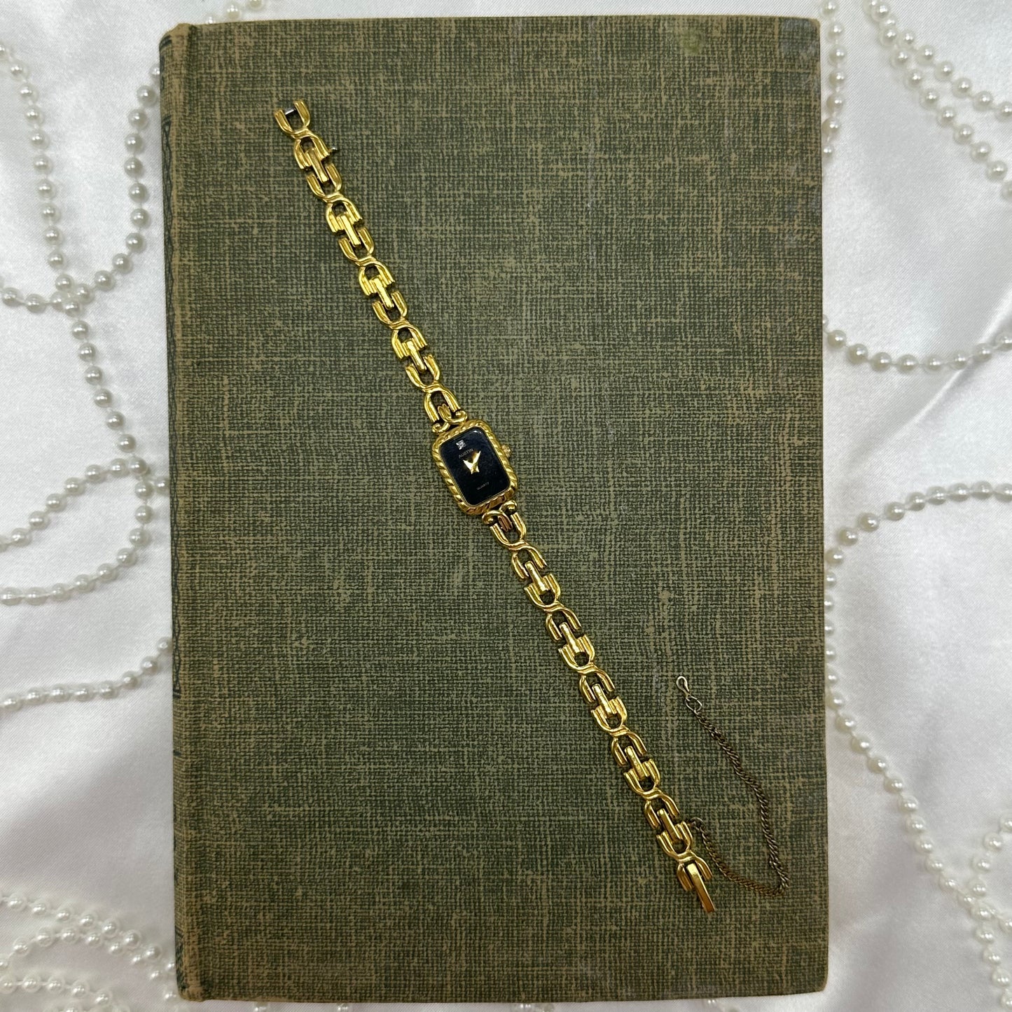 Dainty Gold Watch with Black Dial