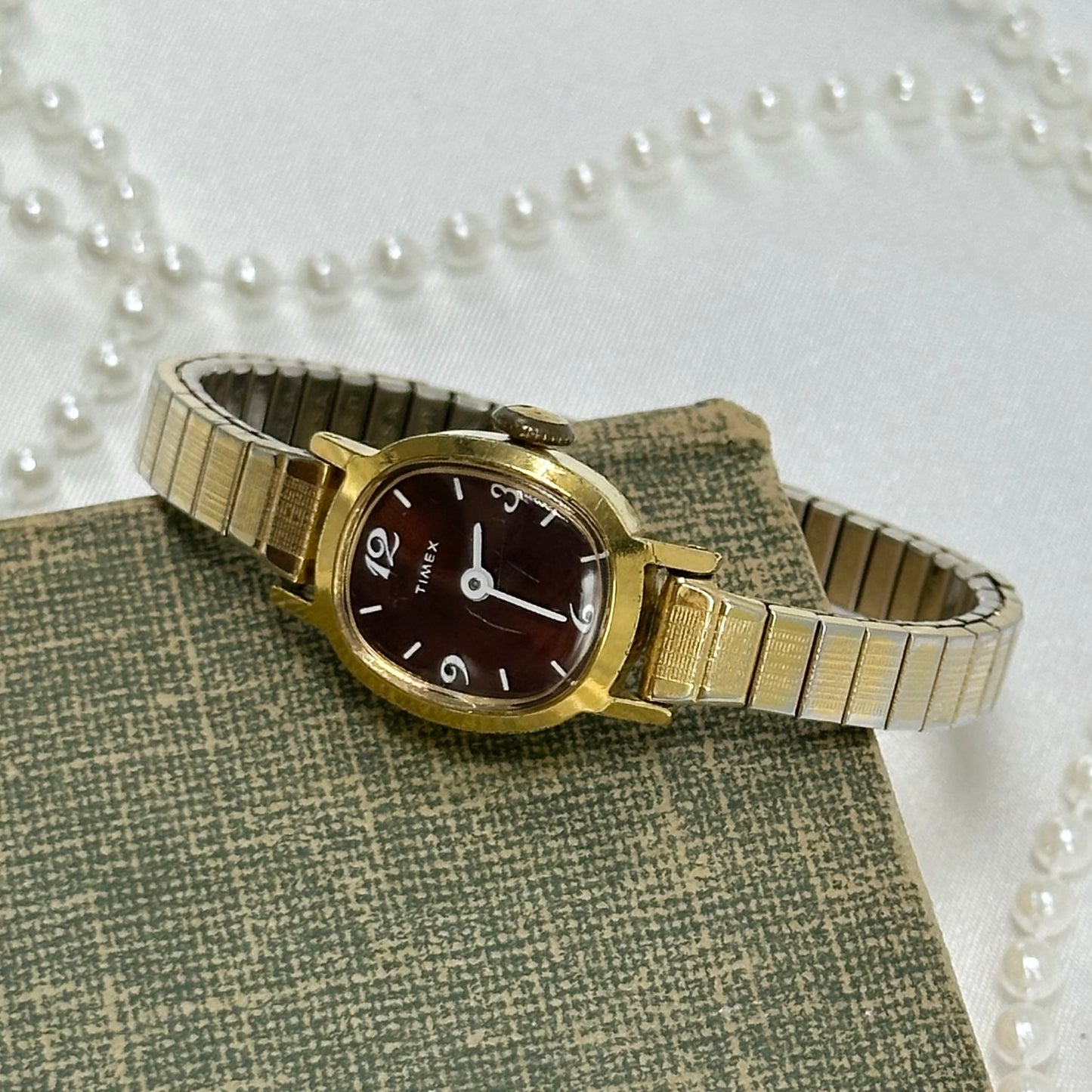 Dainty Vintage Brown Dial Timex Watch