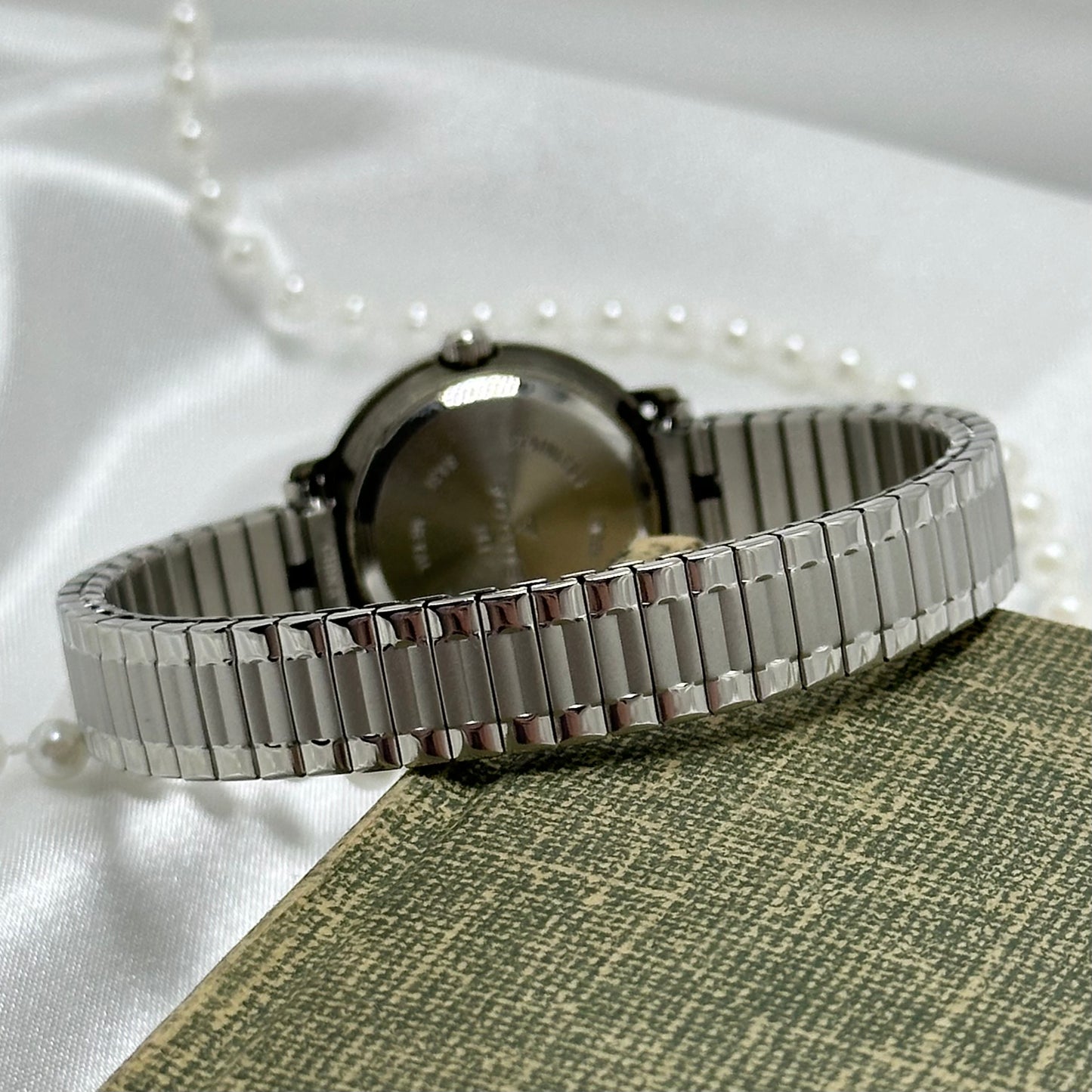 Round Marcasite Dial Silver Focus Watch