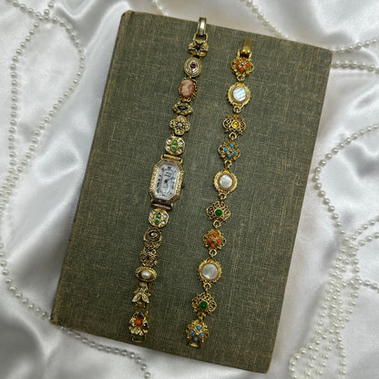 Vintage Cameo Watch and Bracelet Set