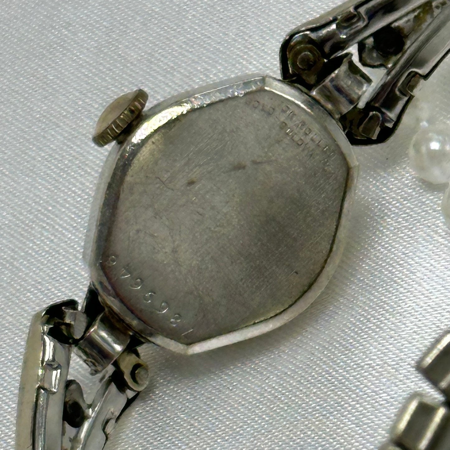 Dainty 10k RGP Silver Bulova Wind-Up Watch with Elegant Band