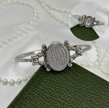 1970's Vintage Silver Avon Hidden Locket Bangle