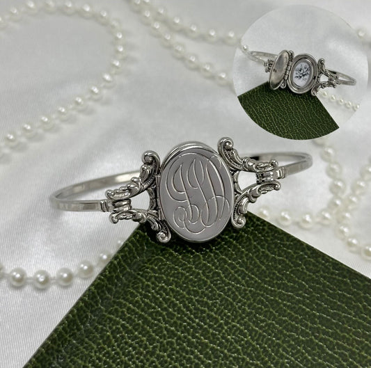 1970's Vintage Silver Avon Hidden Locket Bangle