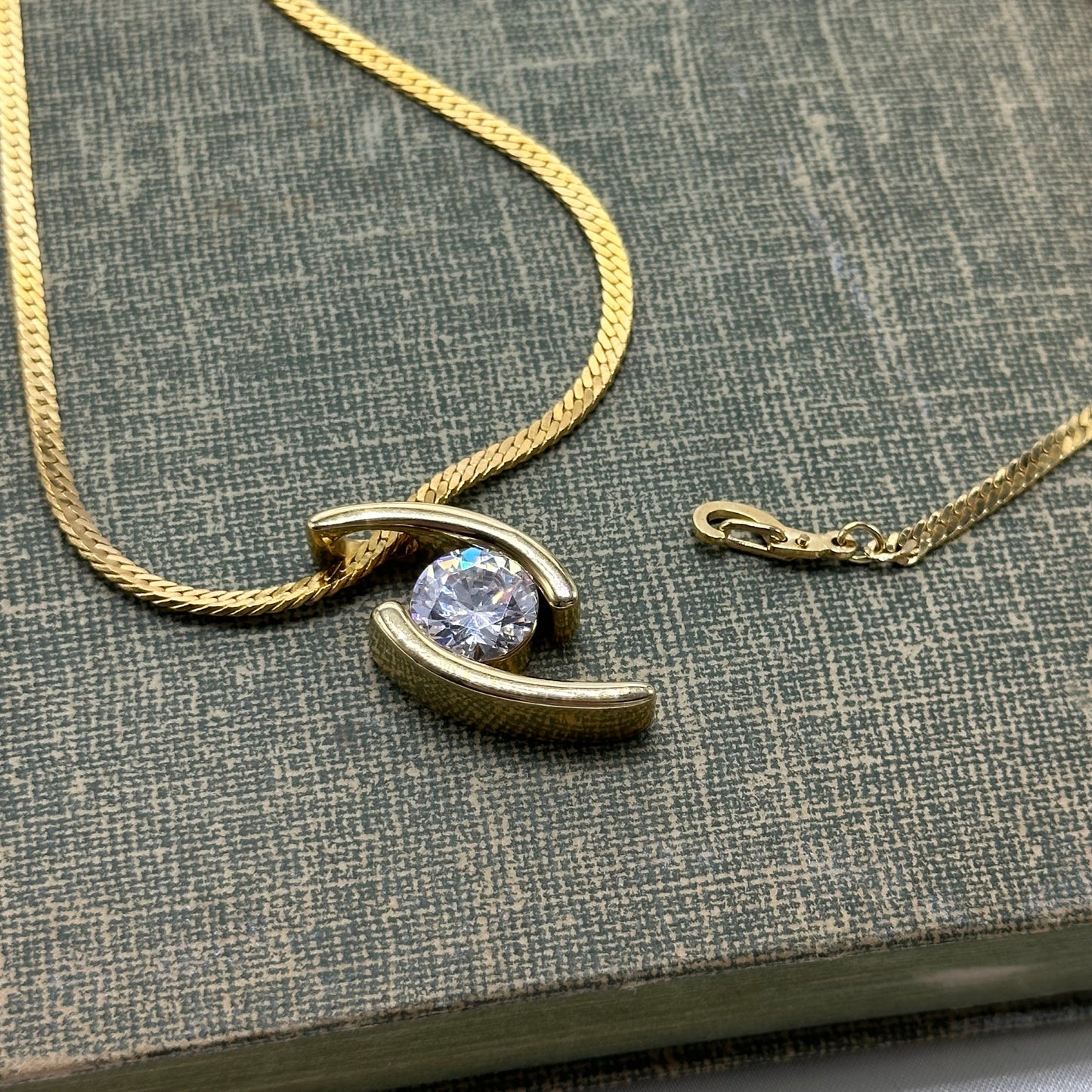 Necklace and Bracelet with Crystal Slide Pendant