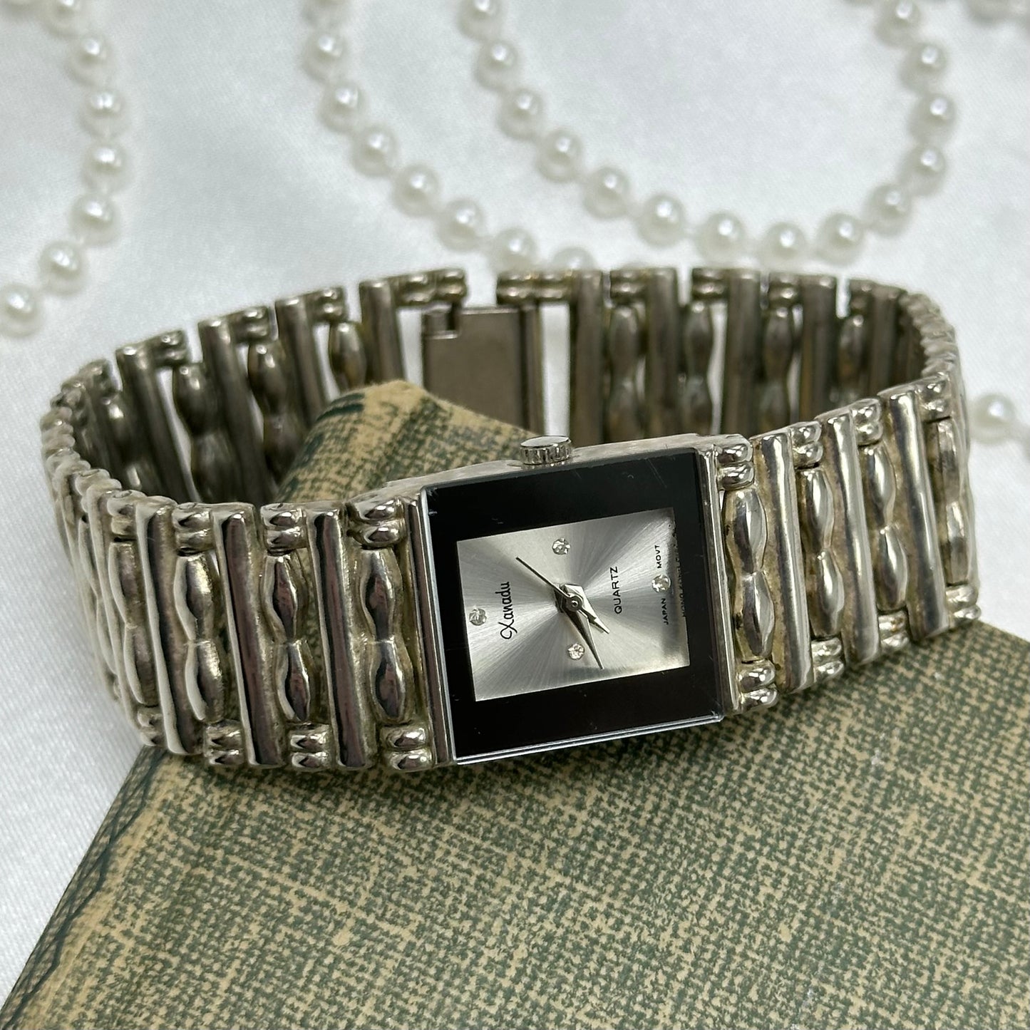 Silver Square Dial Watch with Bracelet Band