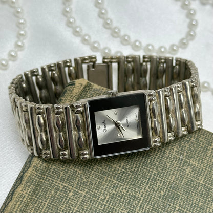 Silver Square Dial Watch with Bracelet Band