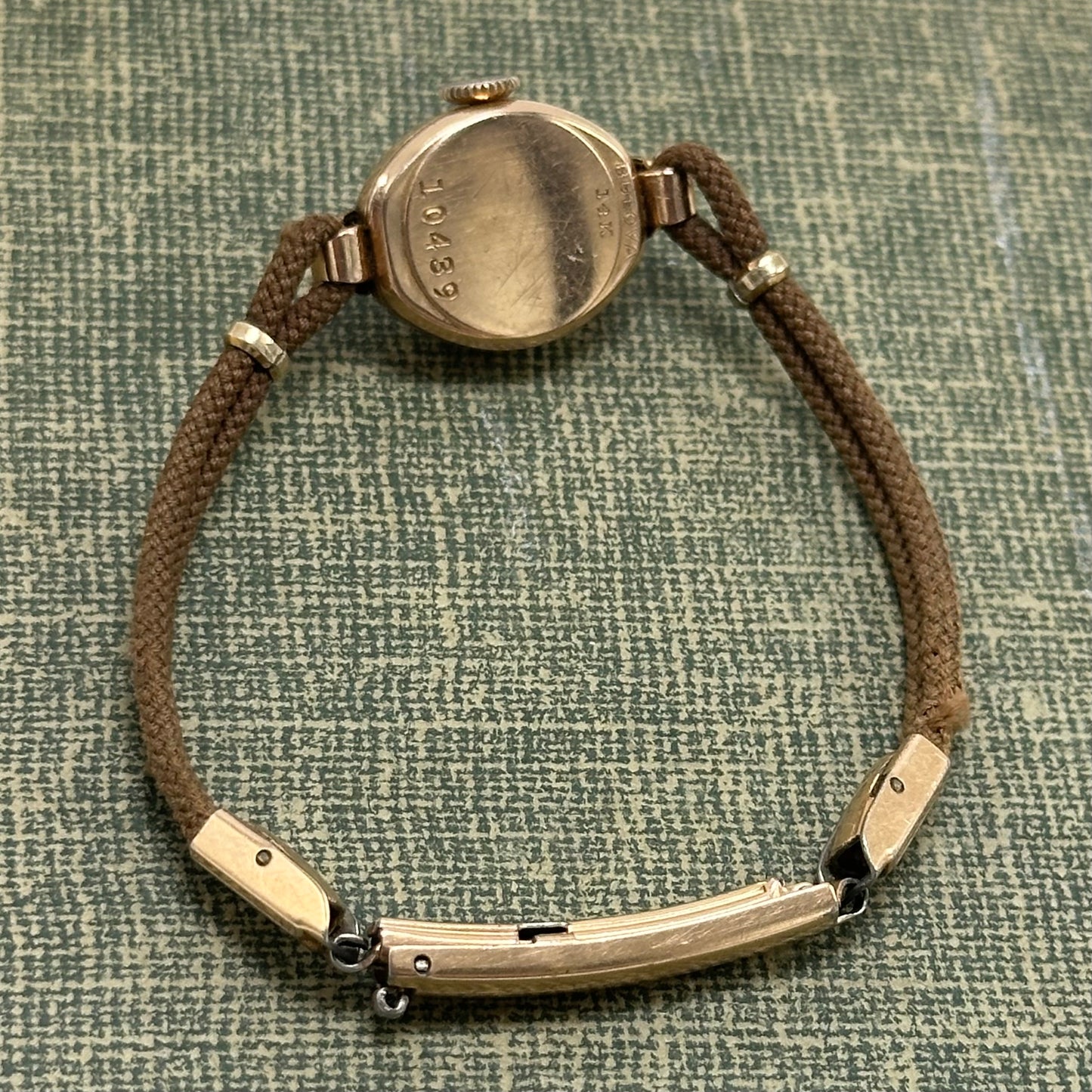 14k Vintage Rose Gold Bulova Black Dial Wind-Up Watch