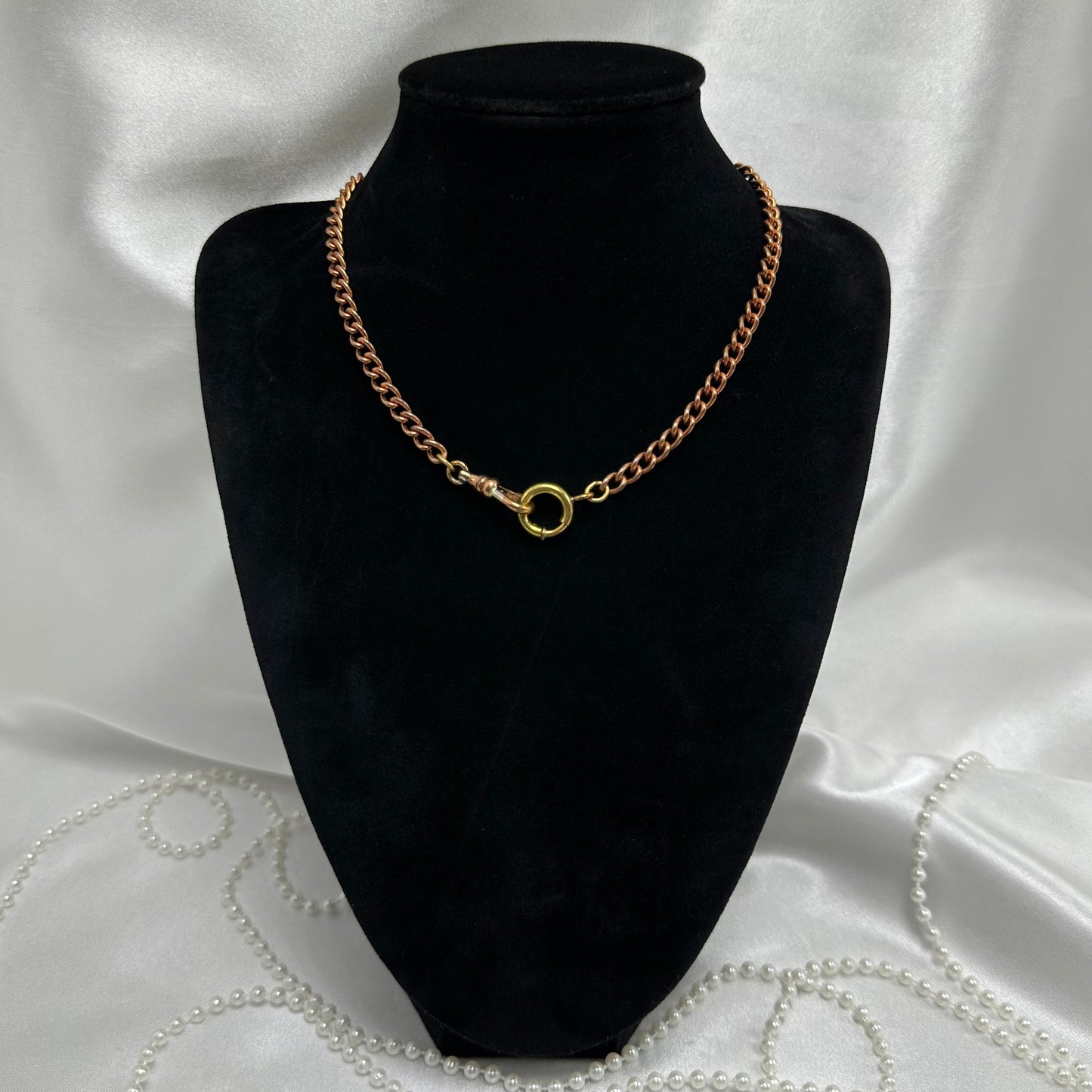 1960's Vintage Rose Gold Chunky Curb Watch Chain with Dog Clip Clasp