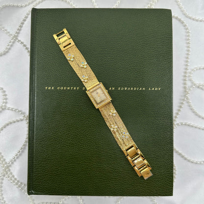 AB Flower Stone Rare Gold Vintage Kirks Folly Watch