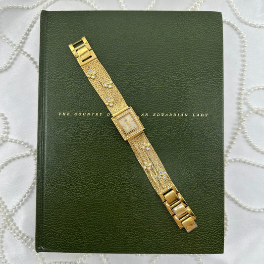 AB Flower Stone Rare Gold Vintage Kirks Folly Watch