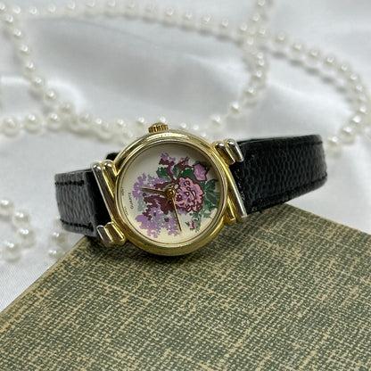 Vintage Gold Flower Dial Watch