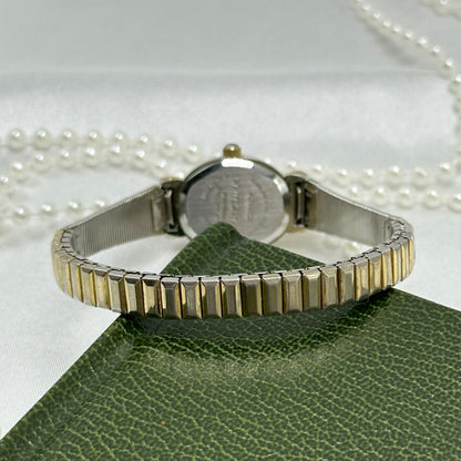 Dainty Two-Tone Oval Dial Heart Watch