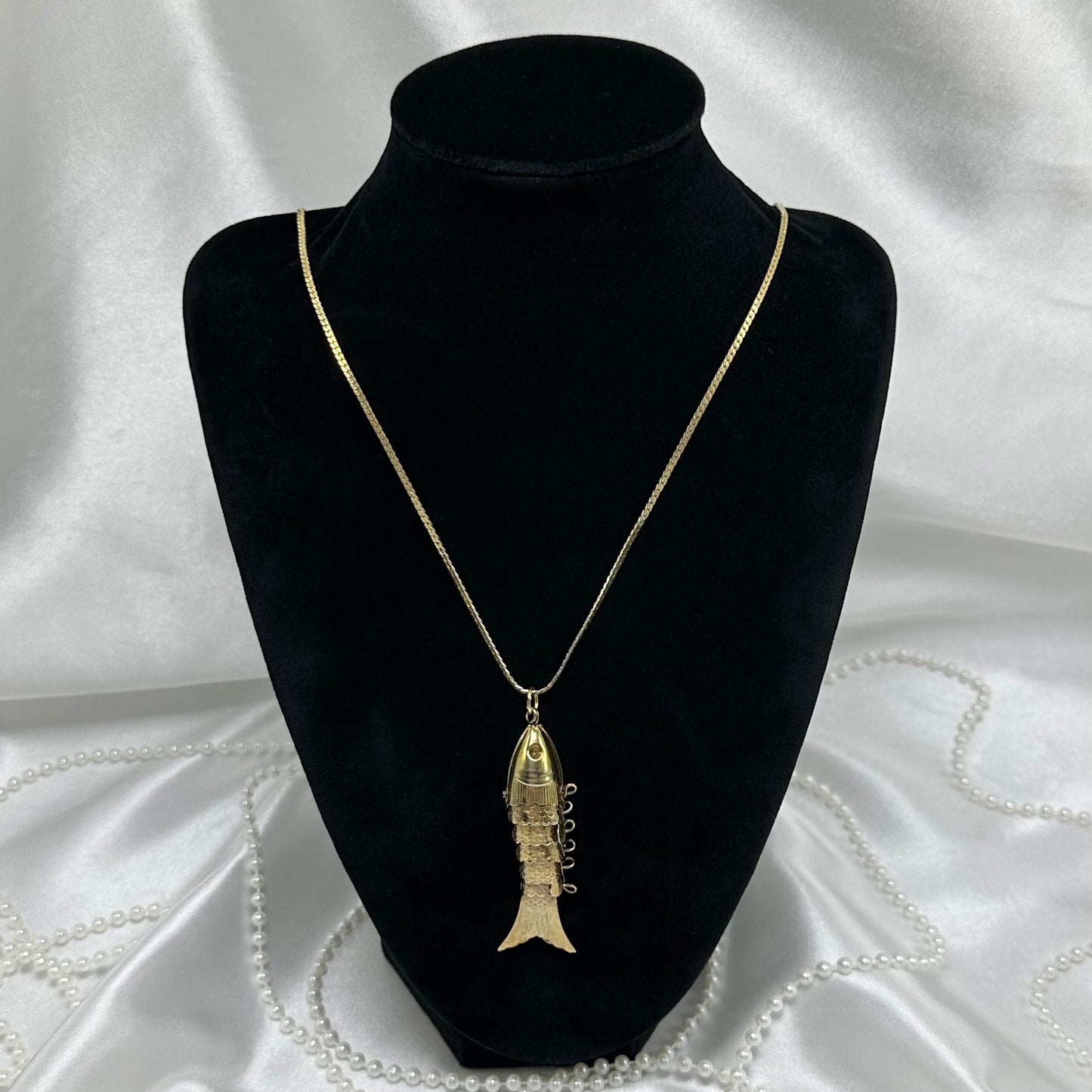 1970's Vintage Articulated Gold Fish Pendant