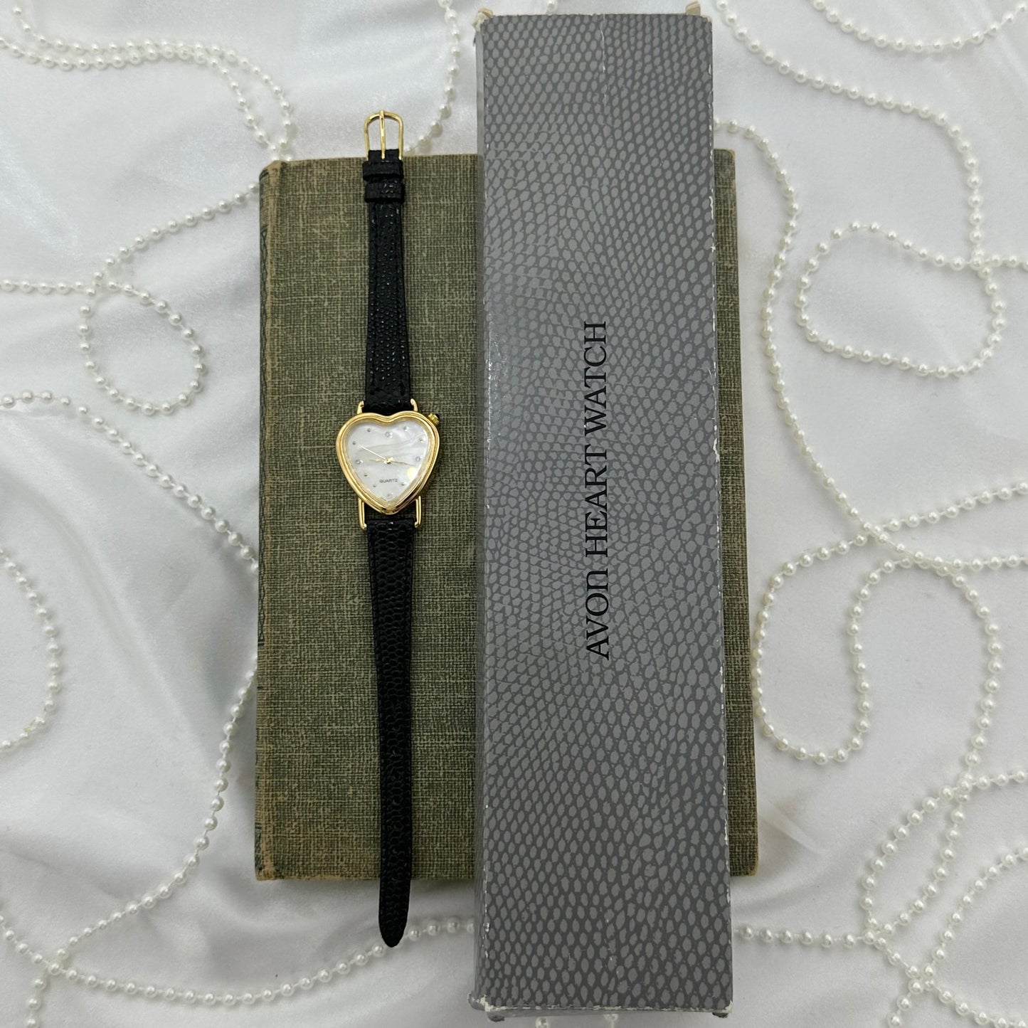 Vintage Avon Gold Heart Watch with Mother of Pearl Dial