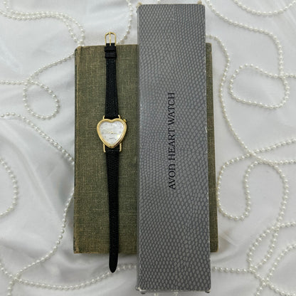 Vintage Avon Gold Heart Watch with Mother of Pearl Dial