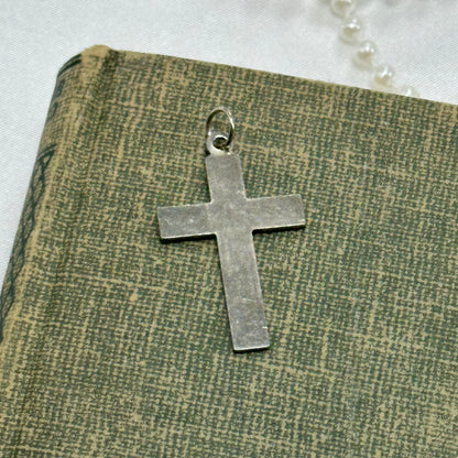 Vintage Silver and Green Pendant & Cross Pendant Bundle