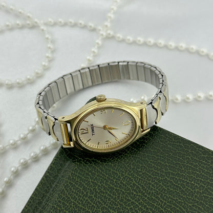 Two-Tone Oval Dial Timex Watch