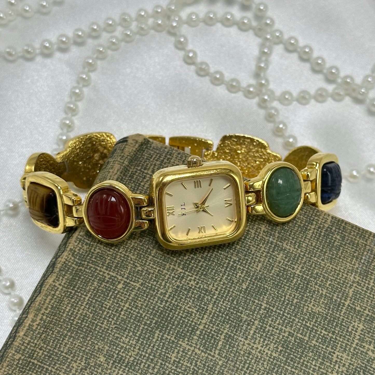 Gold Kenneth Jay Lane Scarab Watch