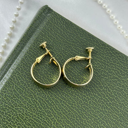 Gold Screw Back Hoop Earrings