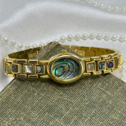 Oval Dial Gold Abalone Watch