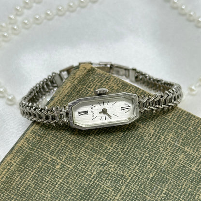 Dainty Vintage Wind-Up Elgin Watch with Roman Numeral Markers