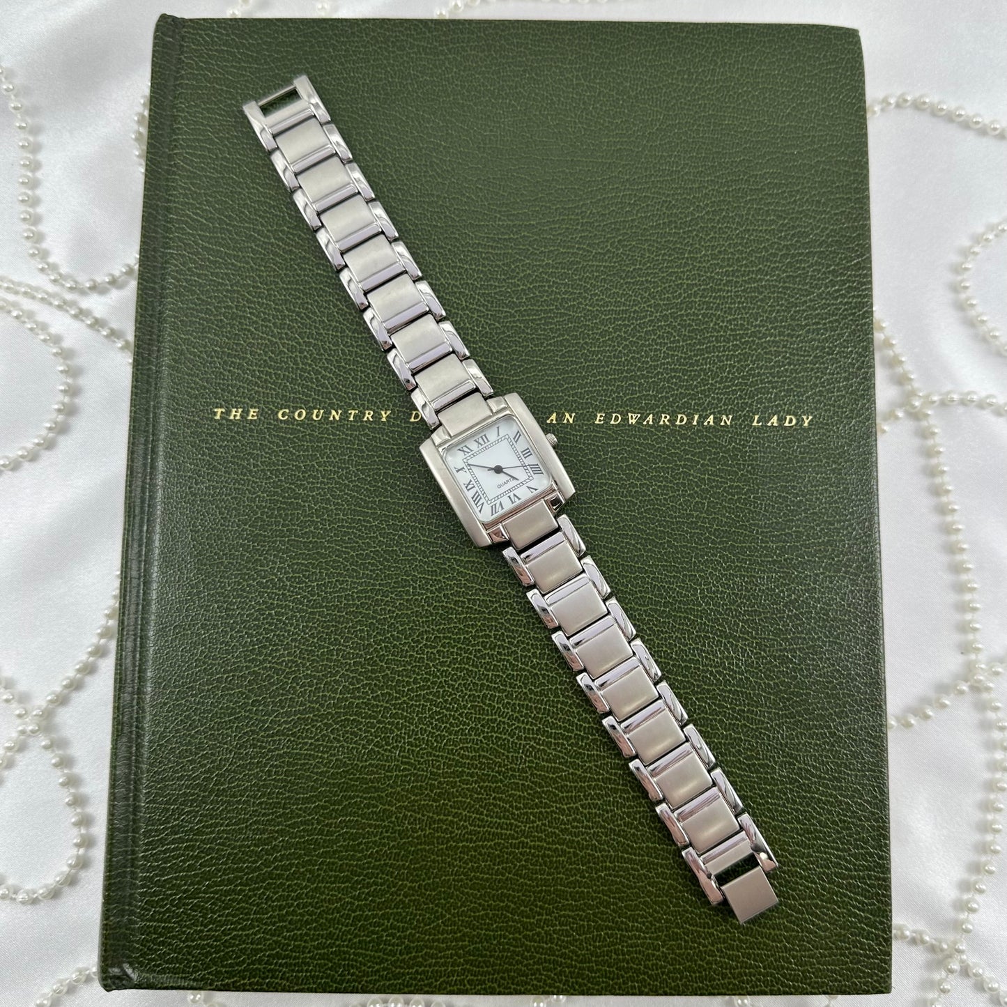 Silver Square Dial Chunky Watch with Roman Numeral Markers