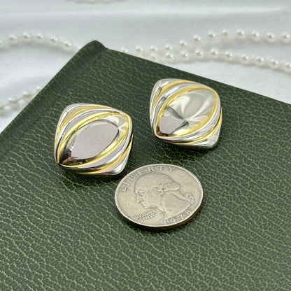 Chunky Gold Vintage Clip On Earrings