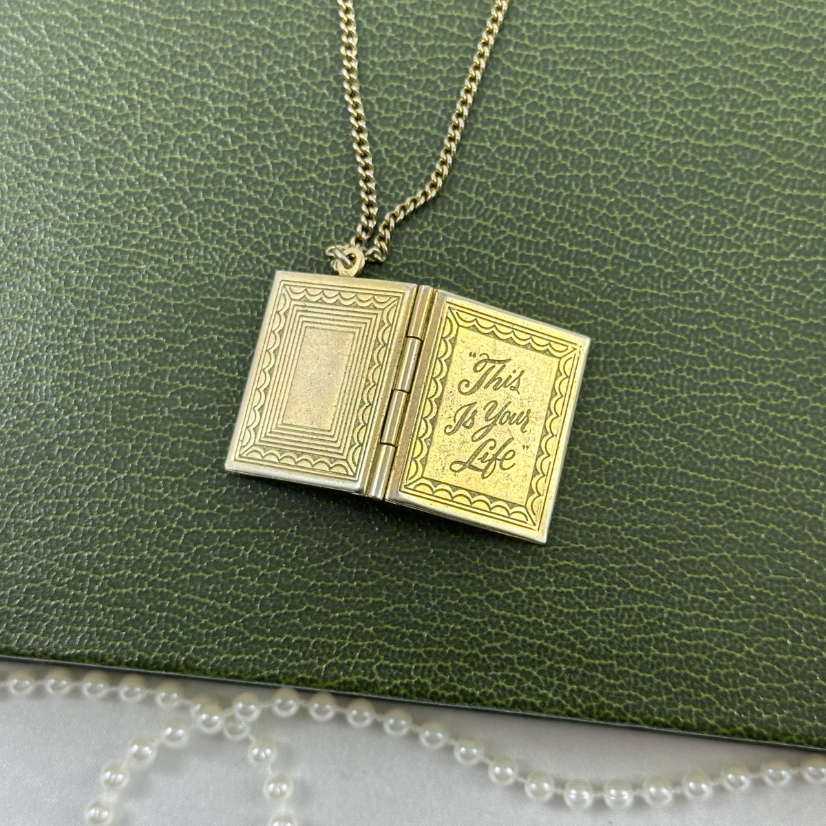 1950's Vintage Gold Book Locket - "This is Your Life"