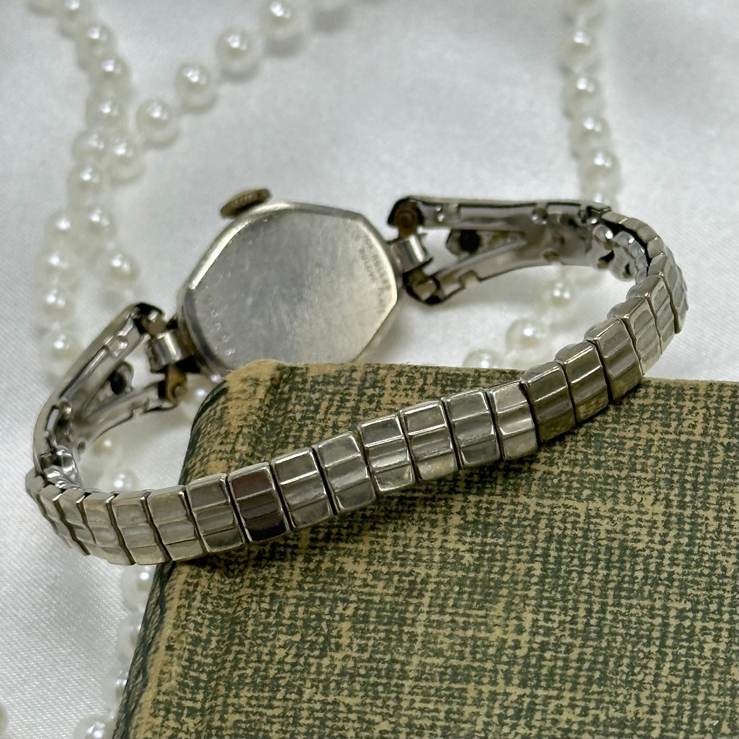Dainty 10k RGP Silver Bulova Wind-Up Watch with Elegant Band