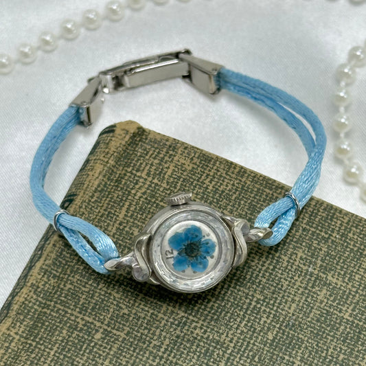 Vintage Baby Blue Flower Watch
