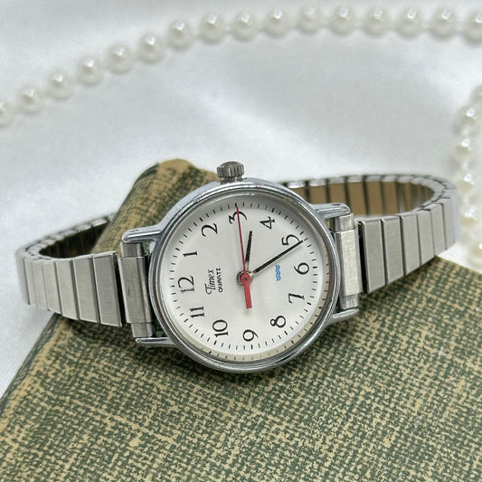 Vintage Round Dial Silver Timex Watch