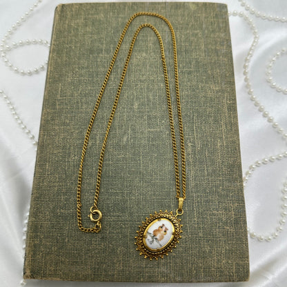 Vintage Hand Painted Owl Necklace
