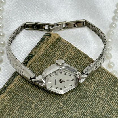 1975 Silver Wind-Up Caravelle Cocktail Watch with Detailed Band