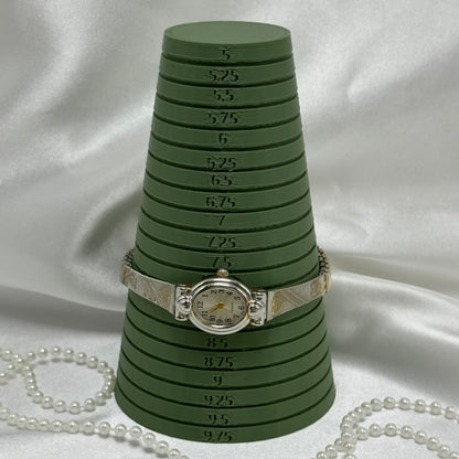 Dainty Two-Tone Oval Dial Heart Watch